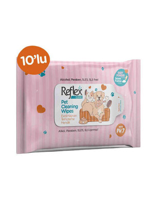 REFLEX EVCİL HAYVANLAR İÇİN HİJYENİK TEMİZLEME MENDİL 10'LU
