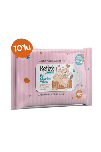 REFLEX EVCİL HAYVANLAR İÇİN HİJYENİK TEMİZLEME MENDİL 10'LU