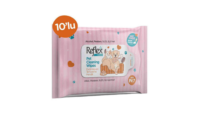 REFLEX EVCİL HAYVANLAR İÇİN HİJYENİK TEMİZLEME MENDİL 10'LU