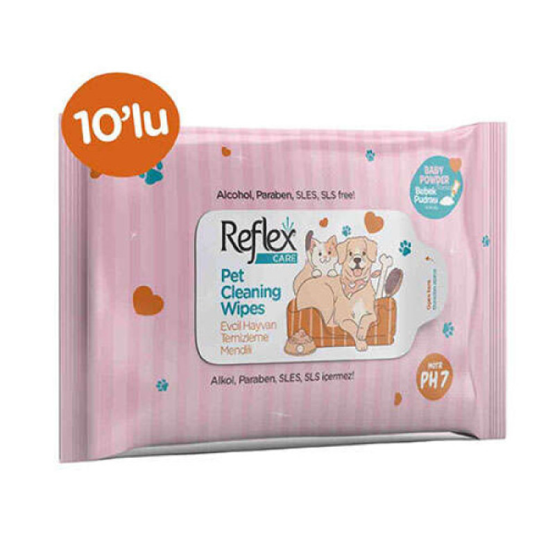 REFLEX EVCİL HAYVANLAR İÇİN HİJYENİK TEMİZLEME MENDİL 10'LU