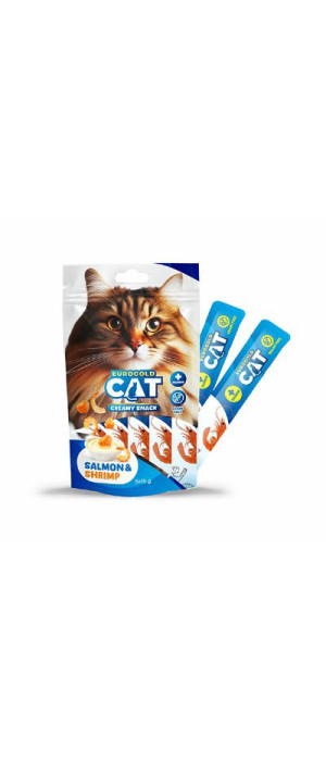 EUROGOLD CAT SIVI KEDİ ÖDÜLÜ SOMON - KARİDES 5 X 15 GR - 12'Lİ .5 EUROGOLD CAT SIVI KEDİ ÖDÜLÜ SOMON - KARİDES 5 X 15 GR - 12'Lİ .5