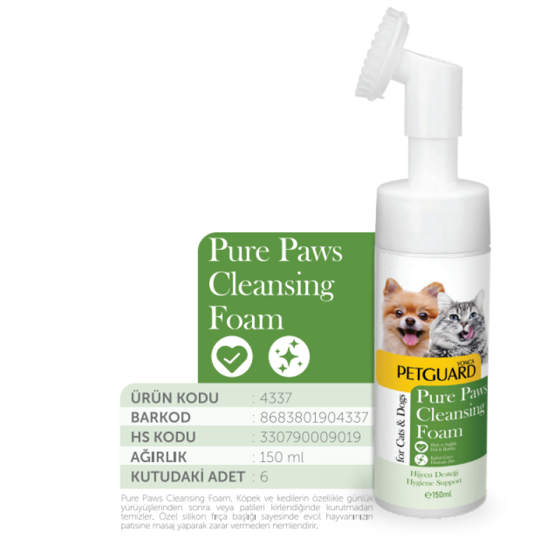 PETGUARD PATİ TEMİZLEME KÖPÜĞÜ KEDİ KÖPEK 150 ML