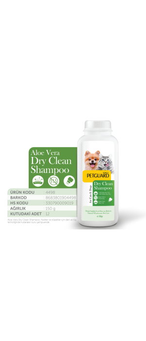 PETGUARD ALOE VERA KURU TOZ ŞAMPUAN KEDİ KÖPEK 150GR PETGUARD ALOE VERA KURU TOZ ŞAMPUAN KEDİ KÖPEK 150GR