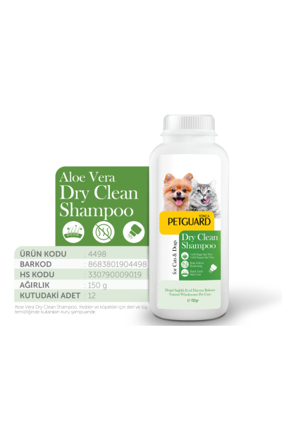 PETGUARD ALOE VERA KURU TOZ ŞAMPUAN KEDİ KÖPEK 150GR PETGUARD ALOE VERA KURU TOZ ŞAMPUAN KEDİ KÖPEK 150GR