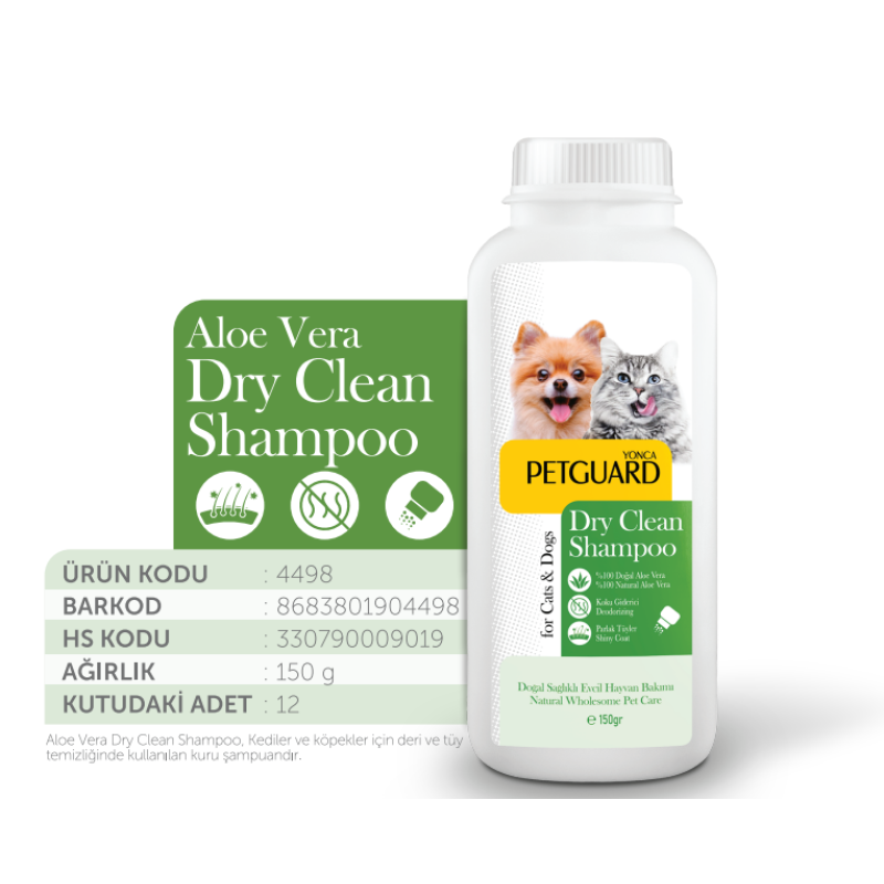 PETGUARD ALOE VERA KURU TOZ ŞAMPUAN KEDİ KÖPEK 150GR