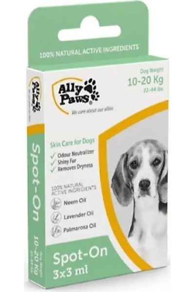 ALLY PAWS SPOT-ON 10-20KG KÖPEK ENSE DAMLASI 3 ADET