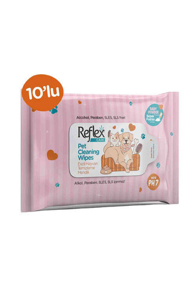 REFLEX EVCİL HAYVANLAR İÇİN HİJYENİK TEMİZLEME MENDİL 10'LU